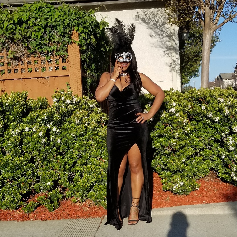 Black Suede Evening Gown